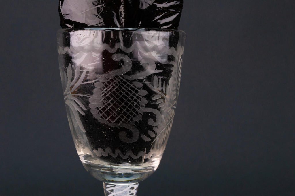 Engraved Ferns Wine Glass, English circa 1760