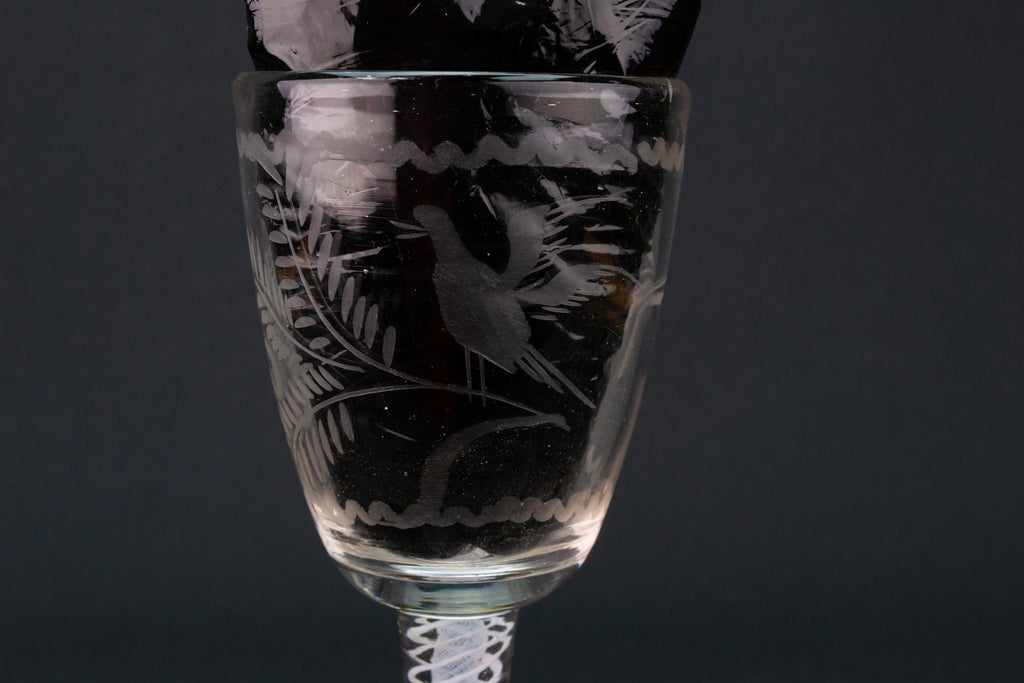 Engraved Ferns Wine Glass, English circa 1760