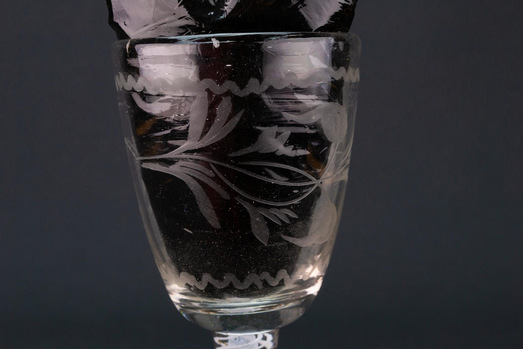 Engraved Ferns Wine Glass, English circa 1760
