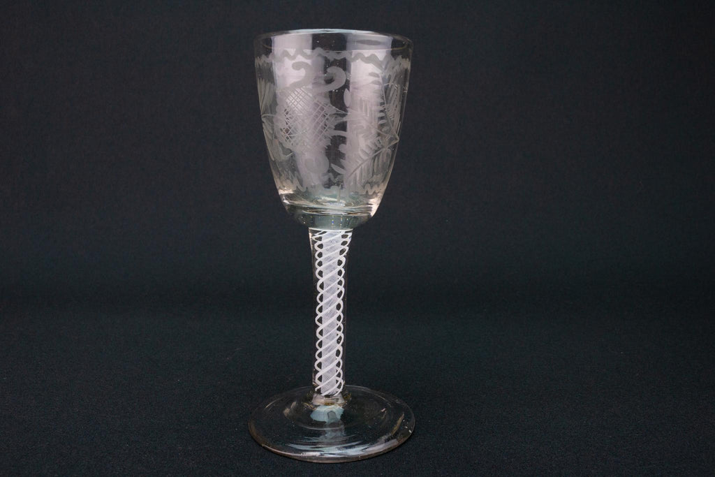 Engraved Ferns Wine Glass, English circa 1760