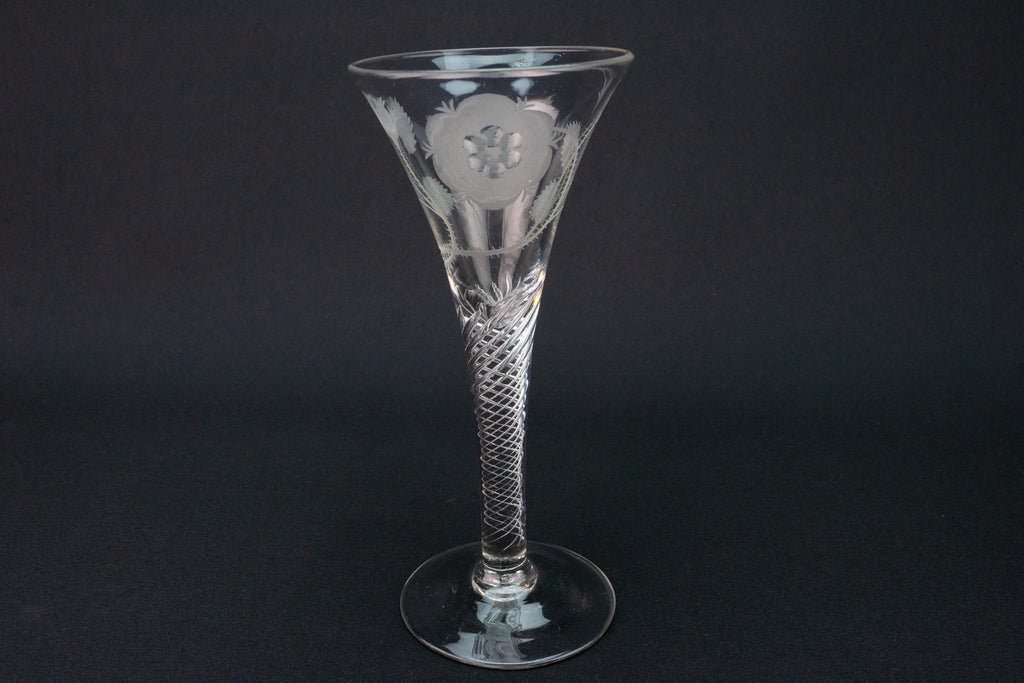 Jacobite Rose Wine Glass, English circa 1750