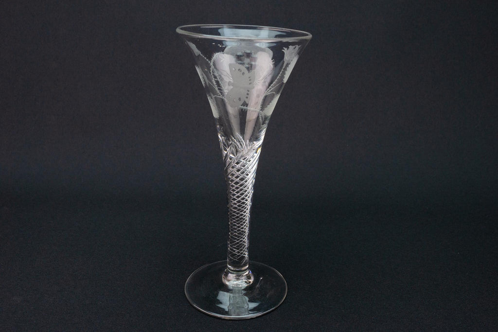 Jacobite Rose Wine Glass, English circa 1750
