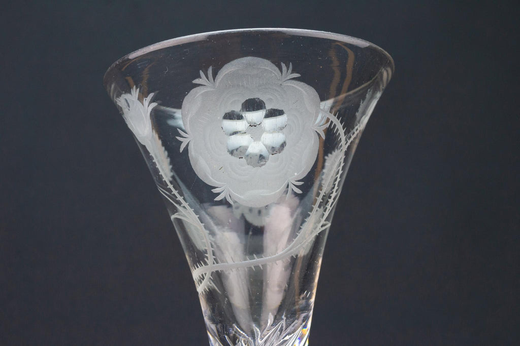 Jacobite Rose Wine Glass, English circa 1750