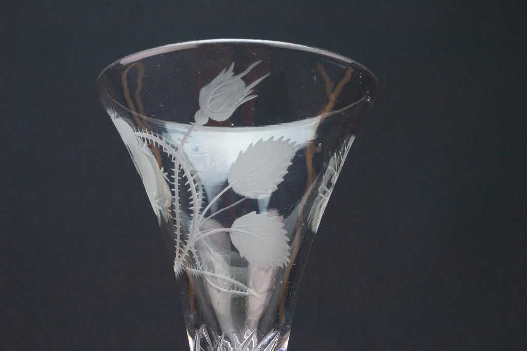 Jacobite Rose Wine Glass, English circa 1750