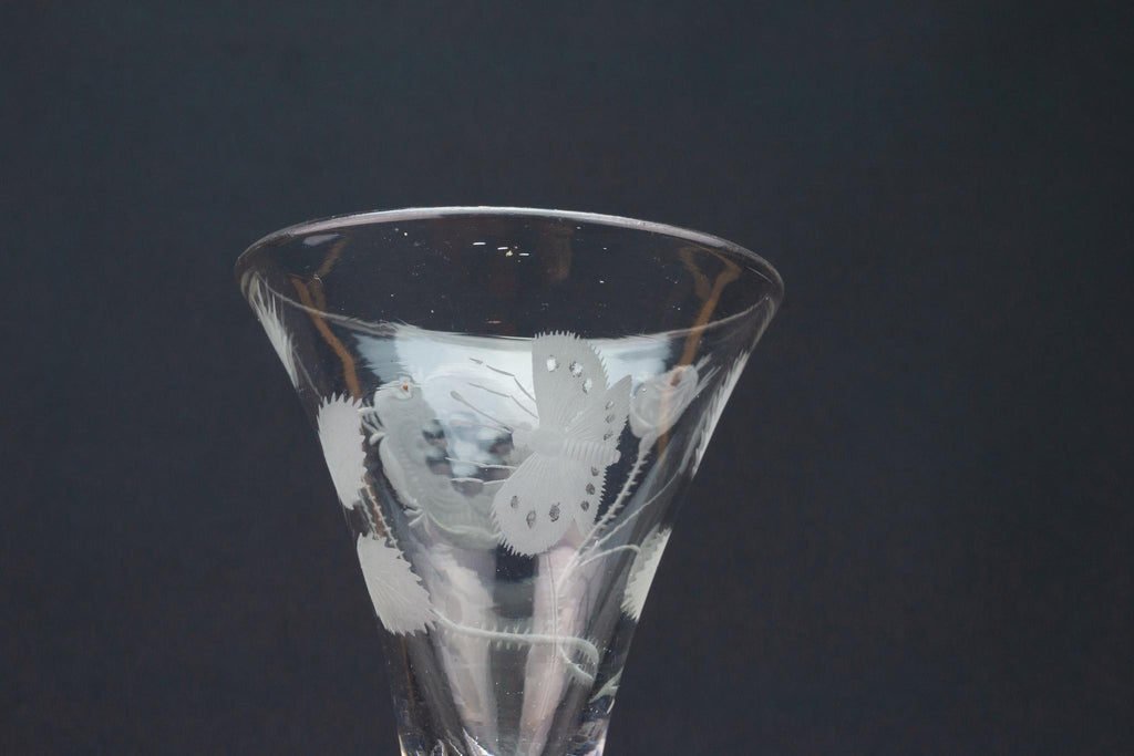 Jacobite Rose Wine Glass, English circa 1750