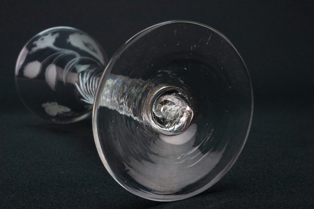 Jacobite Rose Wine Glass, English circa 1750