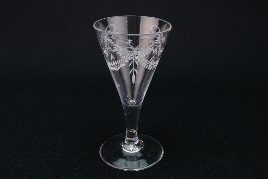 Engraved Dessert Wine Glass, English circa 1780