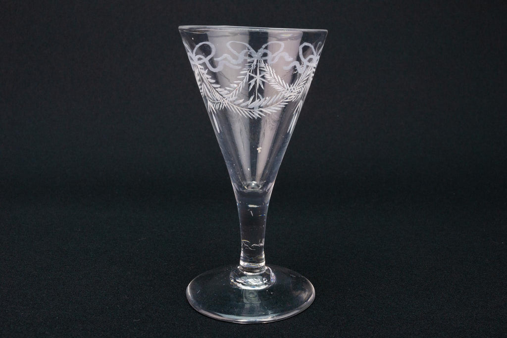 Engraved Dessert Wine Glass, English circa 1780