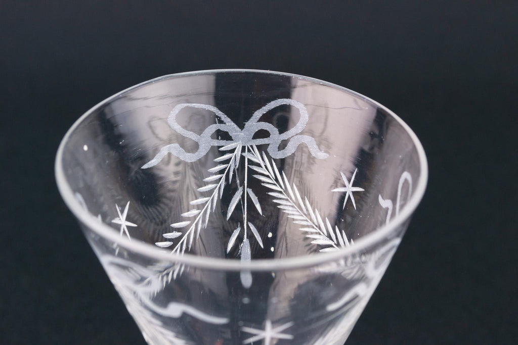 Engraved Dessert Wine Glass, English circa 1780