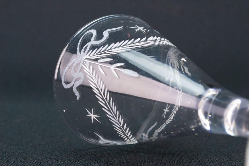 Engraved Dessert Wine Glass, English circa 1780