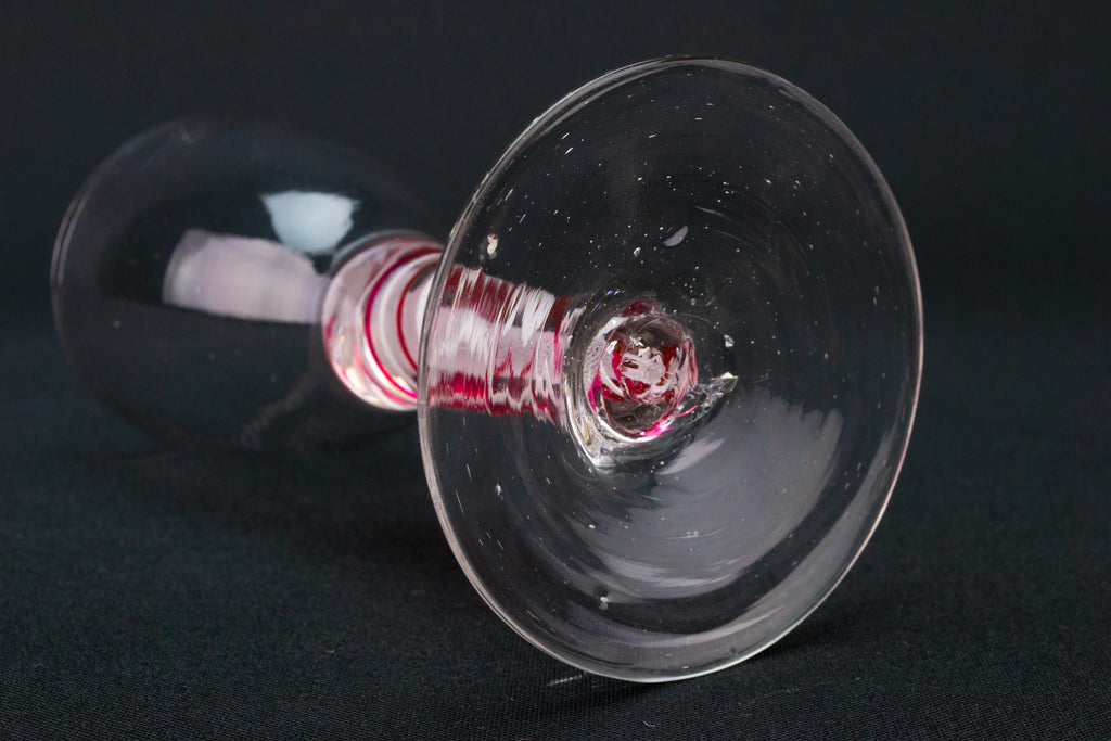 4 Wine Glass on Red Twist Stem circa 1770