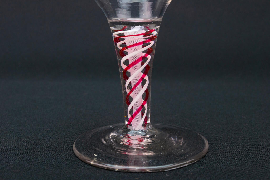 4 Wine Glass on Red Twist Stem circa 1770
