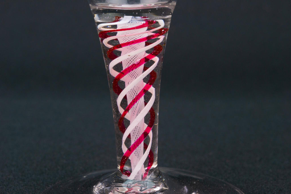 4 Wine Glass on Red Twist Stem circa 1770
