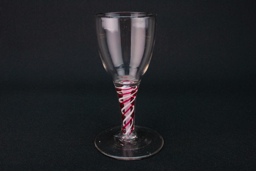 4 Wine Glass on Red Twist Stem circa 1770