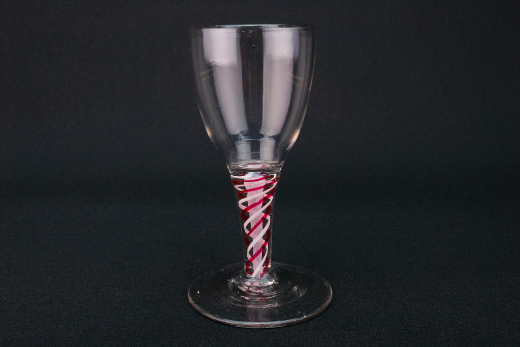 4 Wine Glass on Red Twist Stem circa 1770