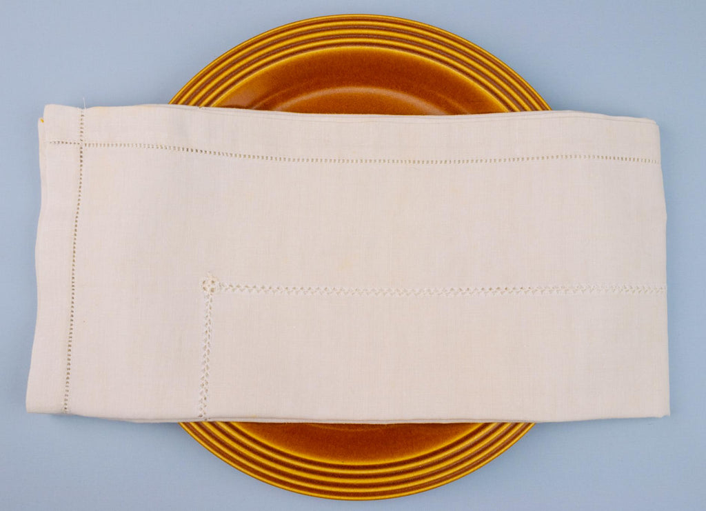 4 Large Linen Napkins, English Early 1900s