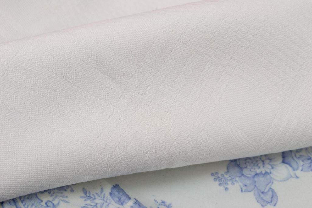 6 White Damask Cotton Napkins, English 1920s