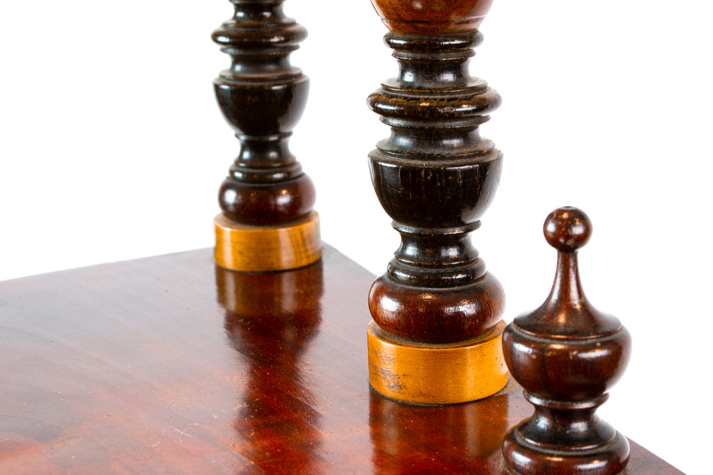 Mahogany & Exotic Woods Corner Shelf Stand, English circa 1870