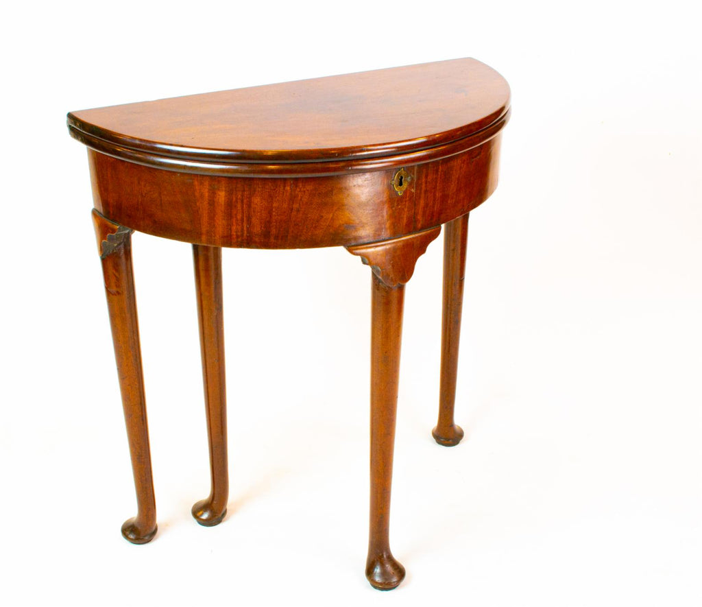 Mahogany Demilune Folding Table, English 18th Century