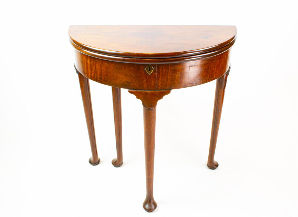 Mahogany Demilune Folding Table, English 18th Century