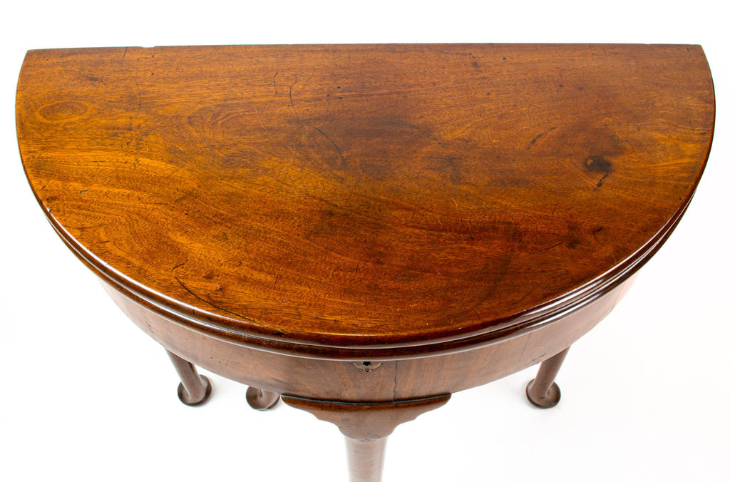 Mahogany Demilune Folding Table, English 18th Century