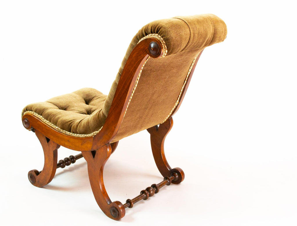 Small Green Walnut Chair, English 19th Century