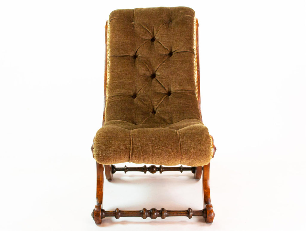 Small Green Walnut Chair, English 19th Century