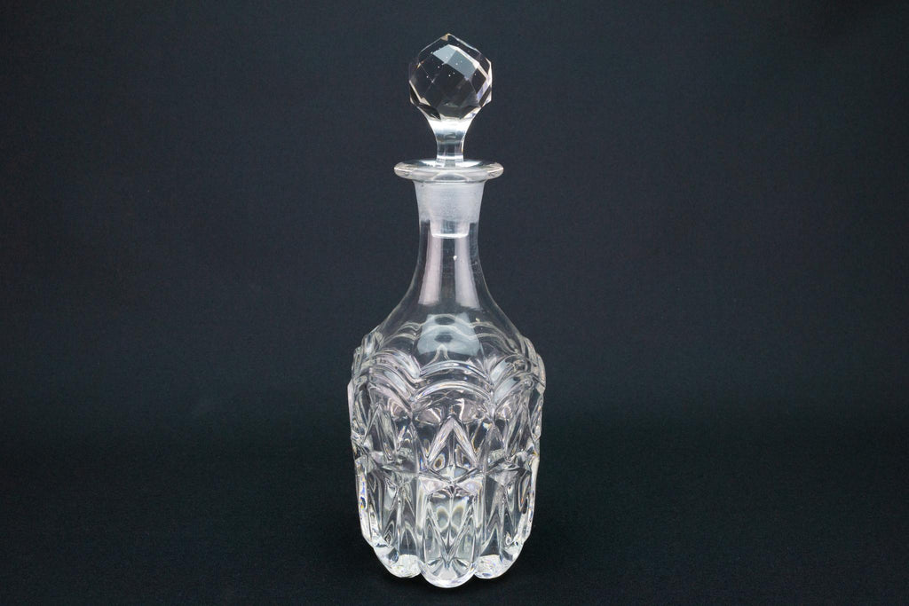 Moulded Glass Barrel Shaped Whisky Decanter, English Late 19th Century