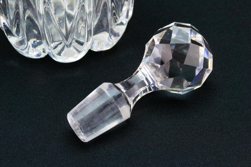 Moulded Glass Barrel Shaped Whisky Decanter, English Late 19th Century