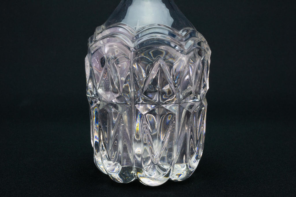 Moulded Glass Barrel Shaped Whisky Decanter, English Late 19th Century