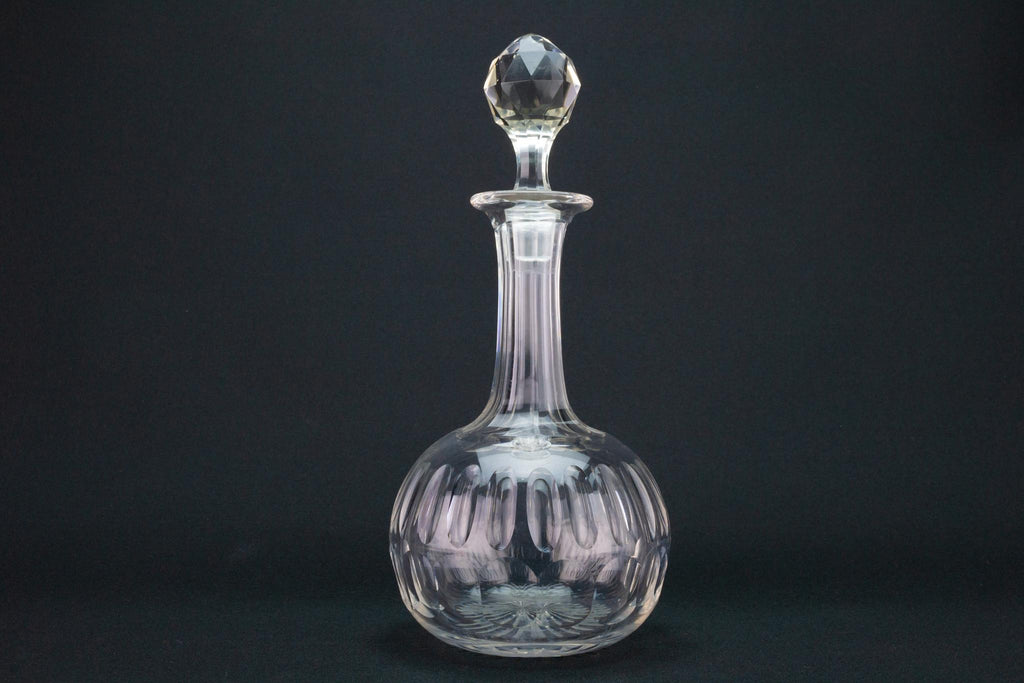 Globular Cut Glass Decanter, English 19th Century