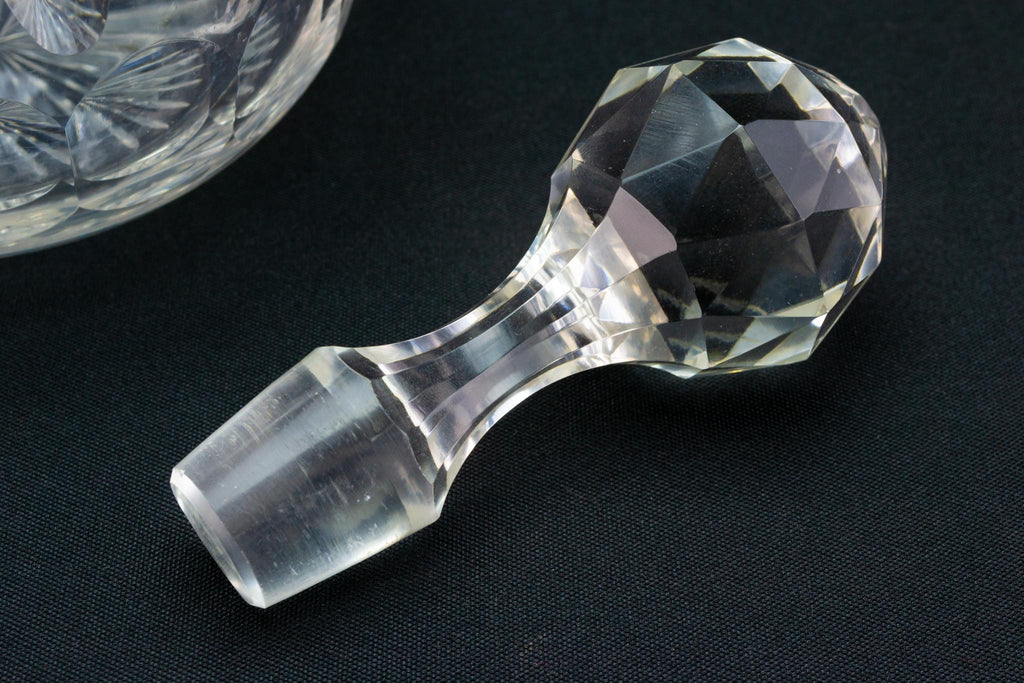 Globular Cut Glass Decanter, English 19th Century