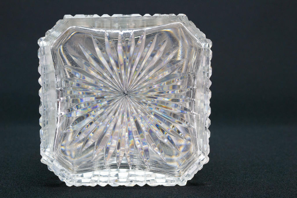 Whisky Decanter Square Cut Glass, English Early 1900s