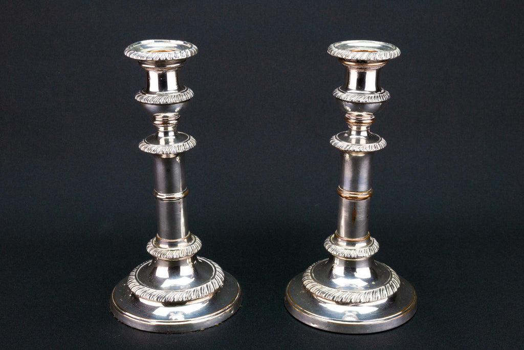 Silver Plated Extending Candlesticks, English 1820s