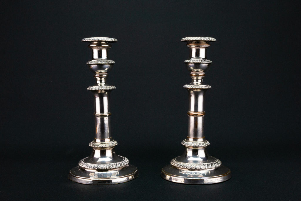 Silver Plated Extending Candlesticks, English 1820s