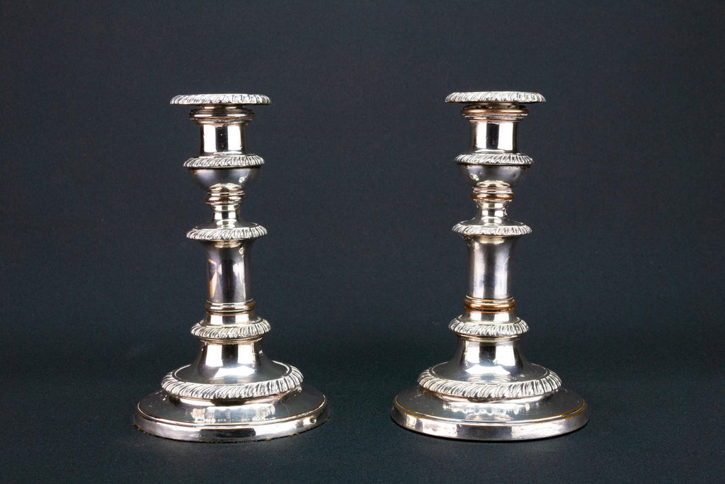 Silver Plated Extending Candlesticks, English 1820s