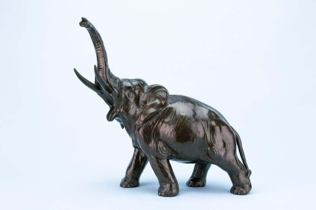Roaring Elephant Sculpture, Japanese circa 1900