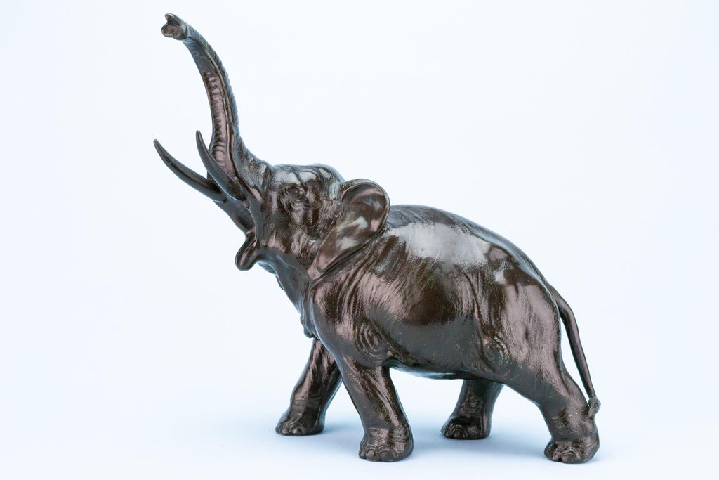 Roaring Elephant Sculpture, Japanese circa 1900