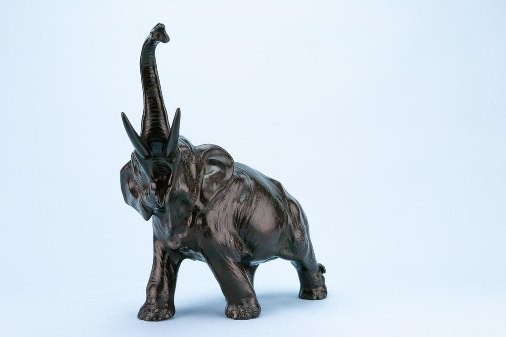 Roaring Elephant Sculpture, Japanese circa 1900