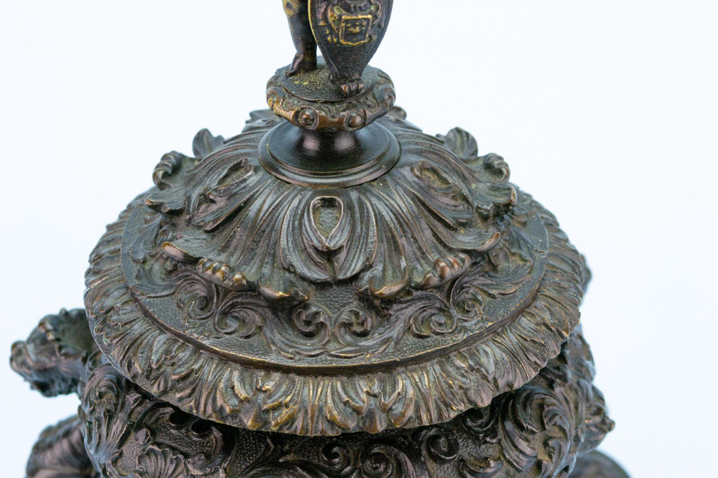 Antique Bronze Inkwell in Renaissance Revival Style