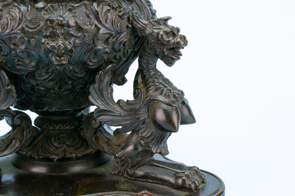 Antique Bronze Inkwell in Renaissance Revival Style