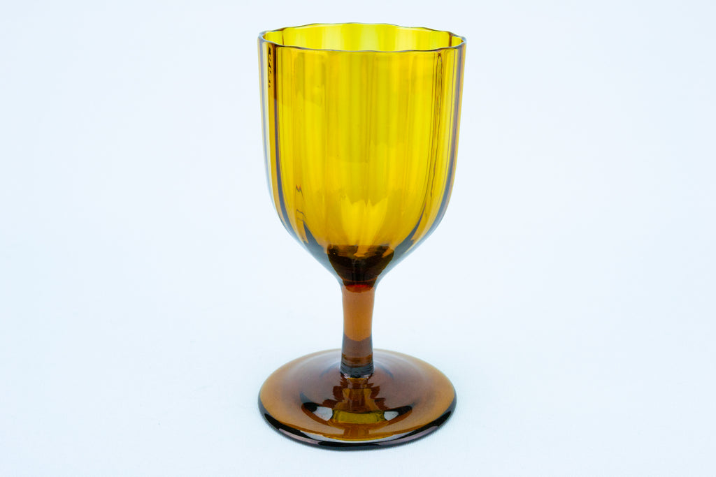Wine Glass Amber Wrythen, English Circa 1820