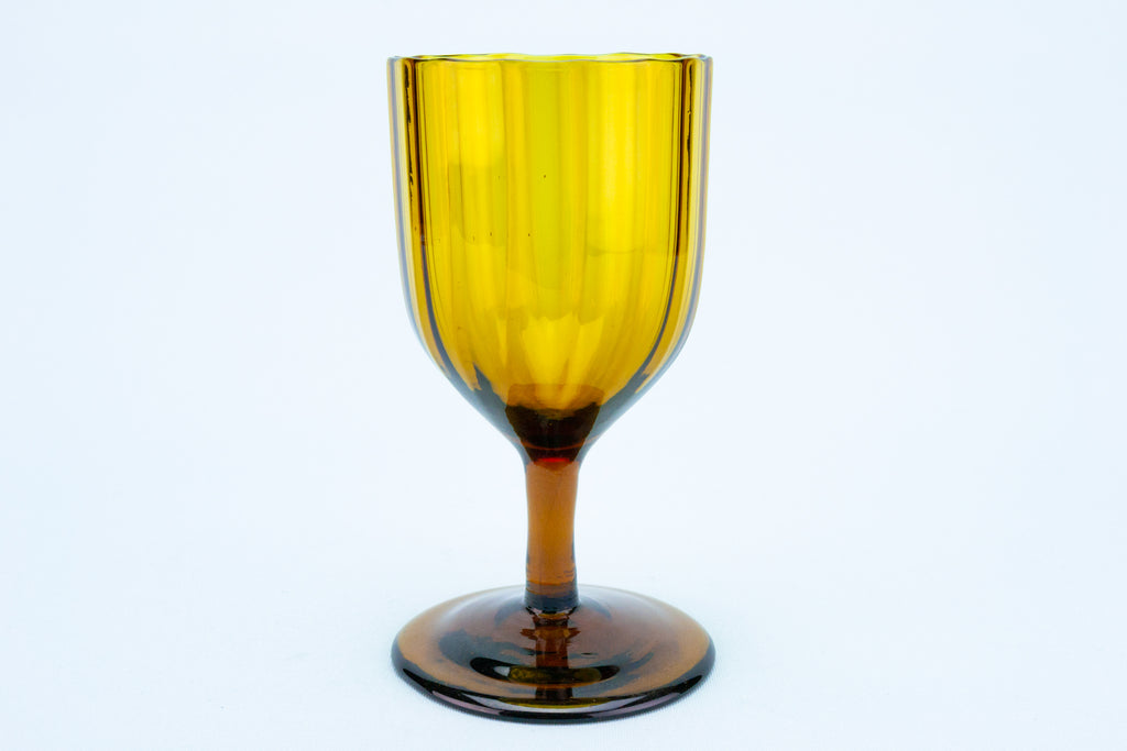 Wine Glass Amber Wrythen, English Circa 1820