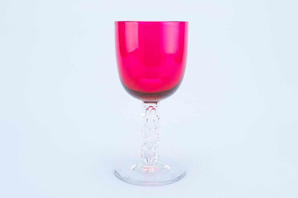 Cranberry Red Wine Glass, English 19th Century