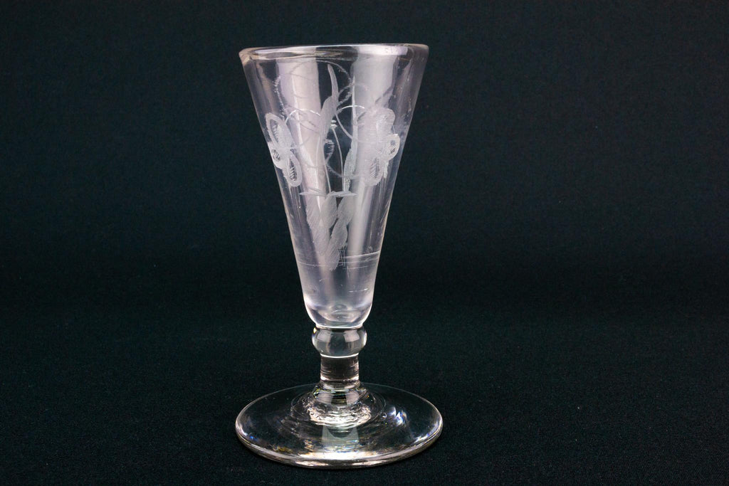Small Wine Glass with Hops Decor, English Circa 1790