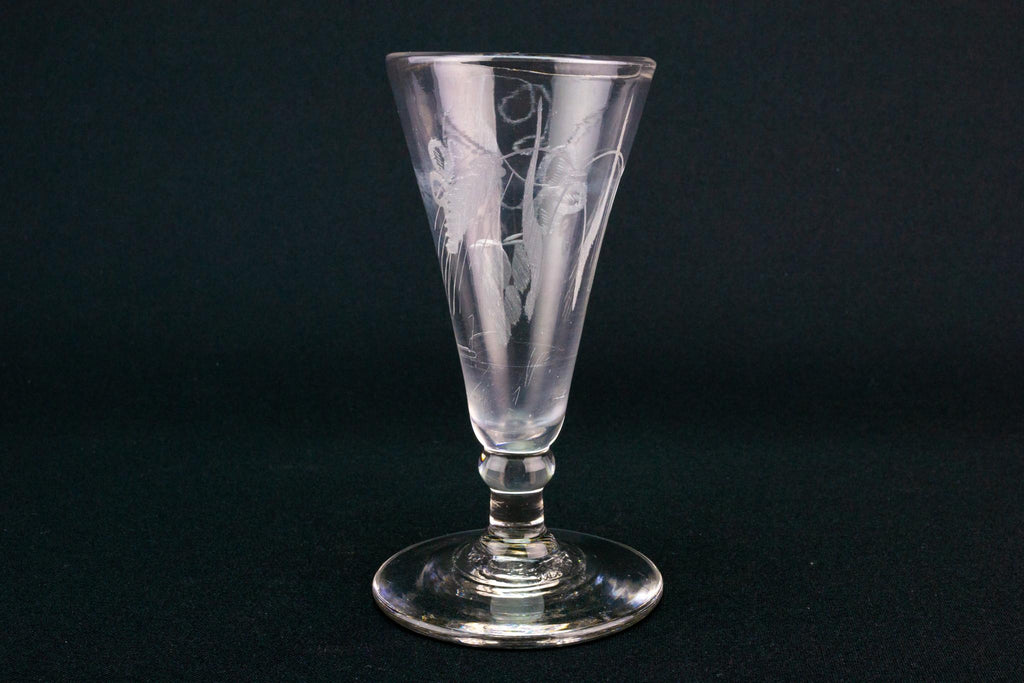 Small Wine Glass with Hops Decor, English Circa 1790