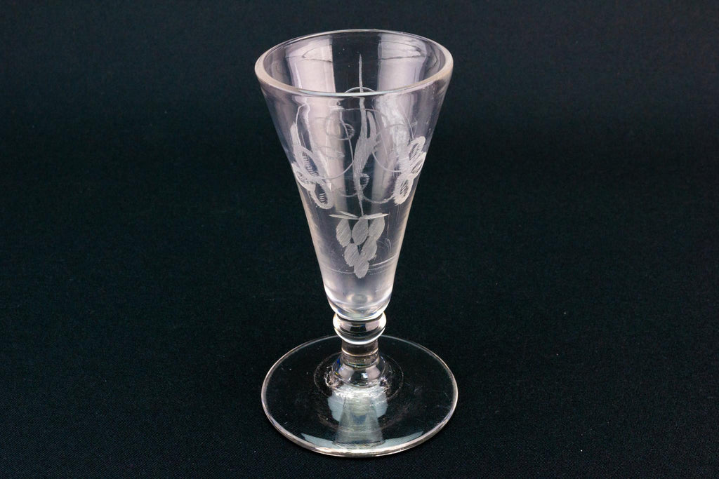 Small Wine Glass with Hops Decor, English Circa 1790