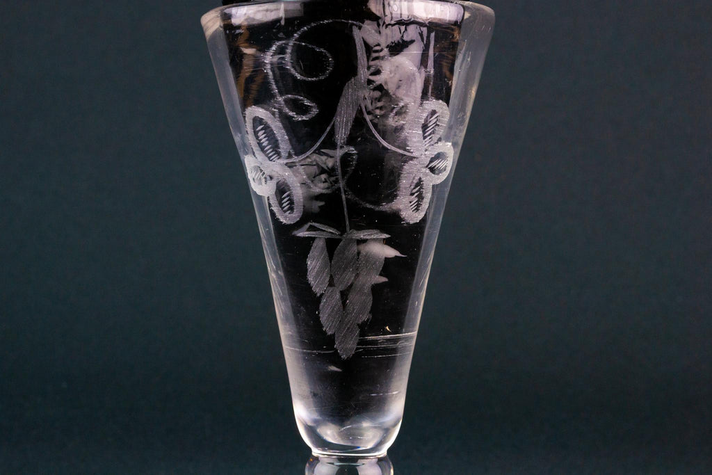 Small Wine Glass with Hops Decor, English Circa 1790