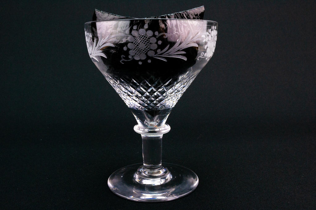 Georgian Flower Engraved Wine Glass, English Circa 1790