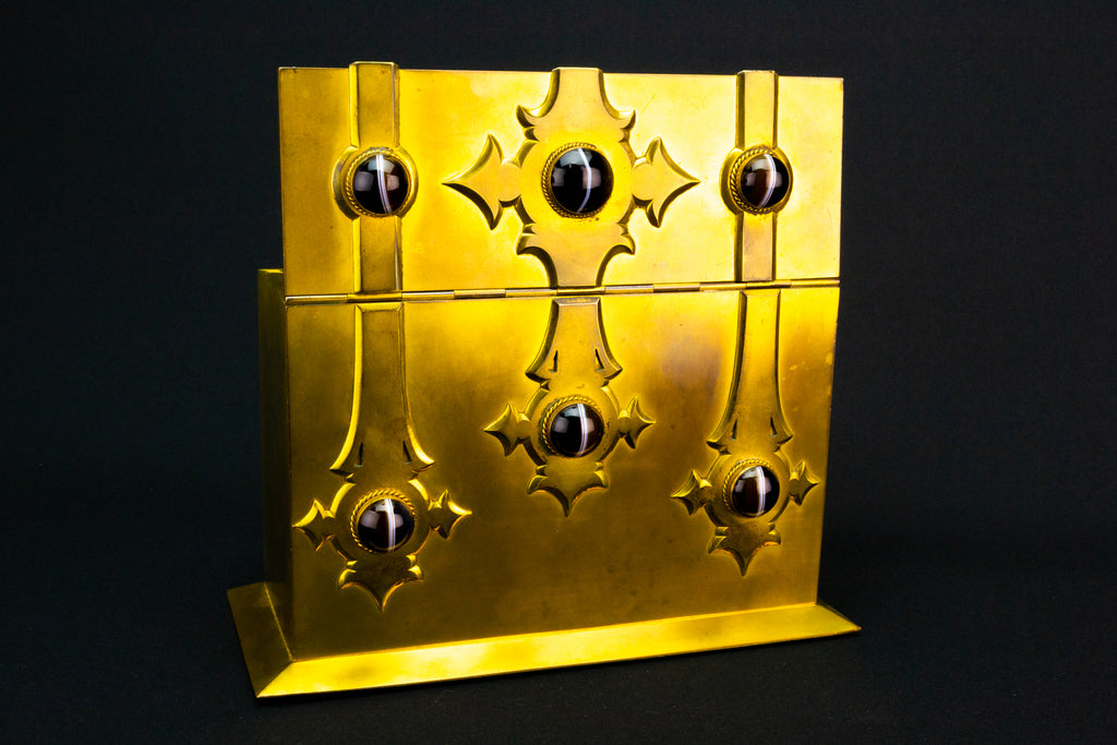Gilded Brass & Agate Gothic Revival Box, English 1860s